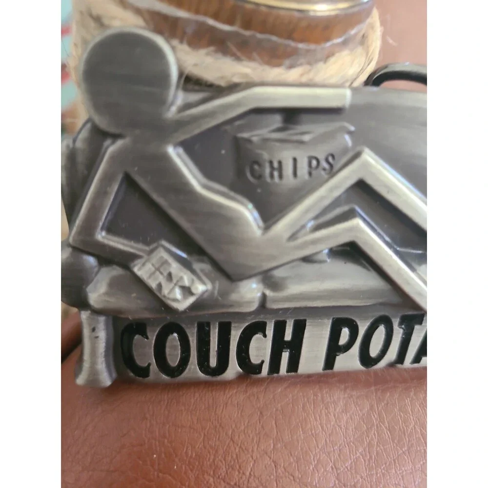 Couch Potato Funny Novelty Metal Belt Buckle 4 X 2 NEW